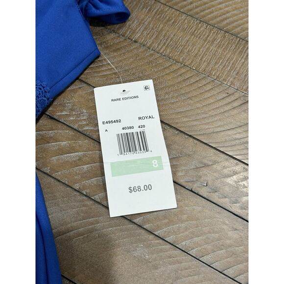 Rare Editions Big Girl's Size 8 - Flutter Sleeve - Royal - Crochet Skater Dress - Picture 6 of 11